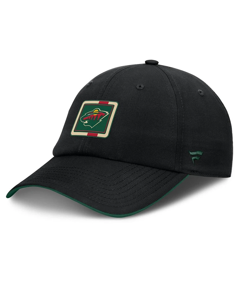 Fanatics Men's Black/Green Minnesota Wild Authentic Pro Ripstop Adjustable Hat