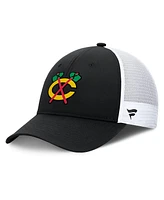 Fanatics Men's Black/White Chicago Blackhawks Authentic Pro Simple Rink Trucker Adjustable Hat