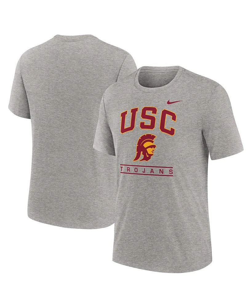 Nike Men's Heather Gray Usc Trojans Arch Over Logo Tri-Blend T-Shirt