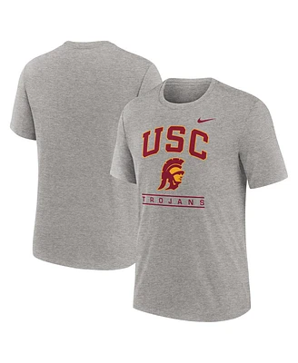 Nike Men's Heather Gray Usc Trojans Arch Over Logo Tri-Blend T-Shirt