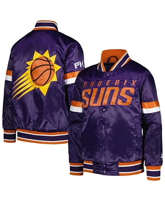 Starter Big Boys and Girls Purple Phoenix Suns Home Game Varsity Satin Full-Snap Jacket