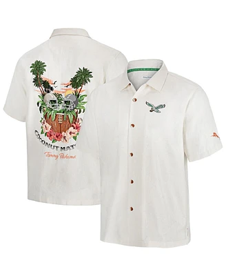 Tommy Bahama Men's White Philadelphia Eagles Coconut Matchup Camp Throwback Button-Up Shirt