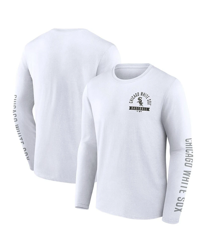 Fanatics Men's White Chicago Sox Press Box Long Sleeve T-Shirt