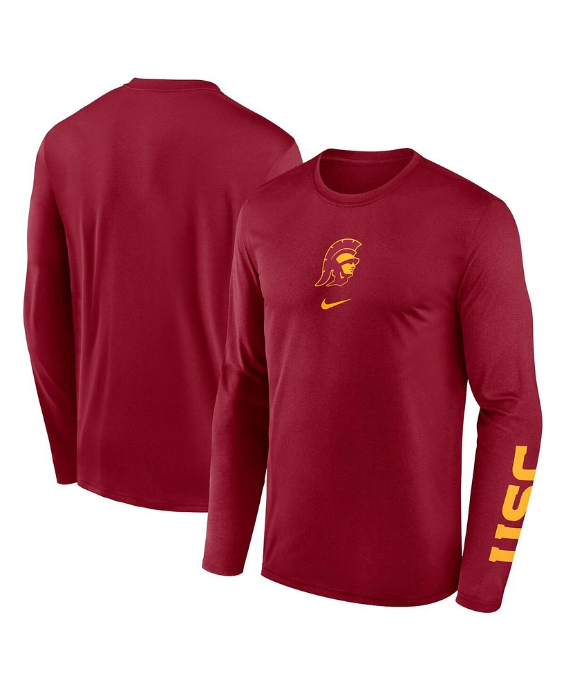 Nike Men's Cardinal Usc Trojans Primetime Center Lockup Two-Hit Legend Long Sleeve T-Shirt