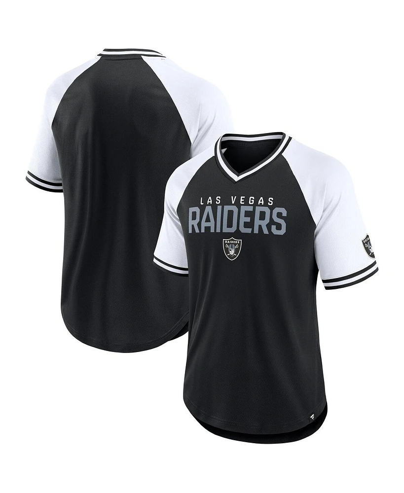 Fanatics Men's Black/White Las Vegas Raiders Hashmark Raglan T-Shirt