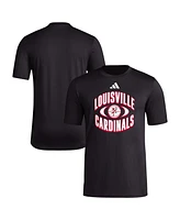 Adidas Men's Black Louisville Cardinals Basketball On Court Orbit Pregame T-Shirt