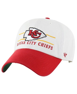 '47 Brand Men's White/Red Kansas City Chiefs Double Header Clean Up Adjustable Hat