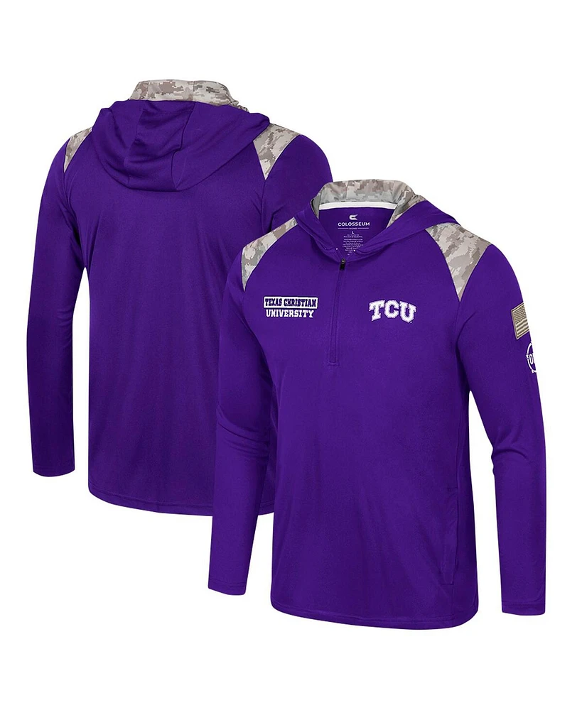 Colosseum Men's Purple Tcu Horned Frogs Oht Military Appreciation Quarter-Zip Hoodie Jacket