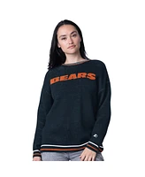 Starter Women's Navy Chicago Bears Oversized On the Ball Intarsia Knit Pullover Sweater