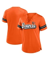 Fanatics Women's Orange Oregon State Beavers Fundamental Overtime Readiness Athena Lace-Up V-Neck T-Shirt