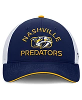 Fanatics Men's Navy/White Nashville Predators Authentic Pro Rink Trucker Hat