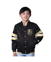 Starter Big Boys and Girls Black/Gold Vegas Golden Knights Scout 1 Full-Snap Varsity Jacket