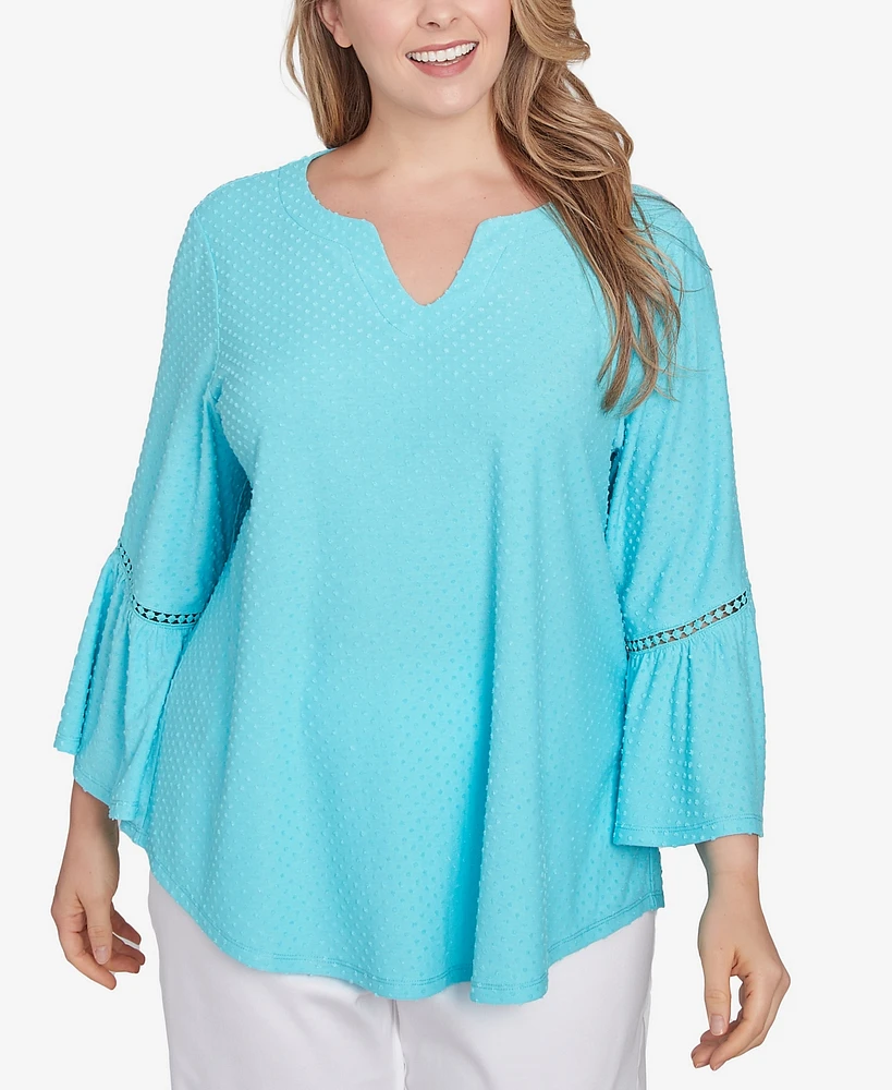 Ruby Rd. Plus Scoop Neck Clip Dot Texture Solid Top