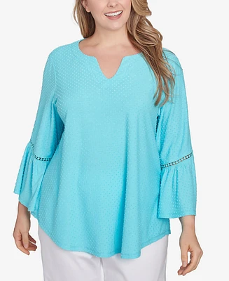 Ruby Rd. Plus Scoop Neck Clip Dot Texture Solid Top