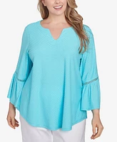 Ruby Rd. Plus Scoop Neck Clip Dot Texture Solid Top