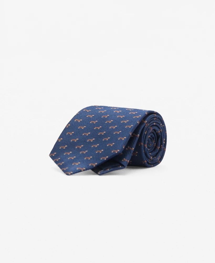 Mango Men's Mulberry Silk Animal Print Tie