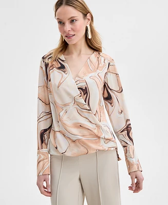 I.n.c. International Concepts Women's V-Neck Long-Sleeve Top, Exclusively at Macy's
