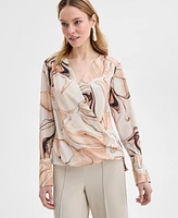 I.n.c. International Concepts Women's V-Neck Long-Sleeve Top, Exclusively at Macy's