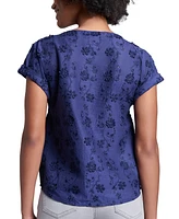 Jones New York Petite Short-Sleeve Embroidered Top