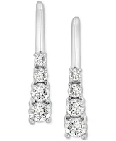 Diamond Leverback Hoop Earrings (1/2 ct. t.w.) in 14k White Gold, Exclusively at Macy's