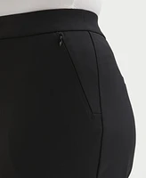 Rafaella Plus Satin Mid Rise Twill Capri Pants with Slant Pocket