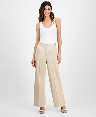 Tahari Asl Women's Satin Mid-Rise Wide-Leg Pants