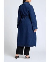 Eloquii Plus Denim Belted Trench Coat