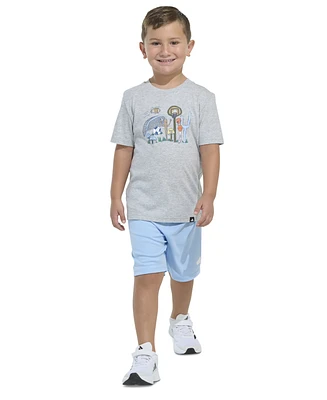 adidas Toddler & Little Boys Short-Sleeve Heather T-Shirt Elastic-Waistband Logo Shorts, 2 Piece Set