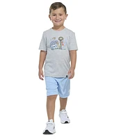 adidas Toddler & Little Boys Short-Sleeve Heather T-Shirt Elastic-Waistband Logo Shorts, 2 Piece Set