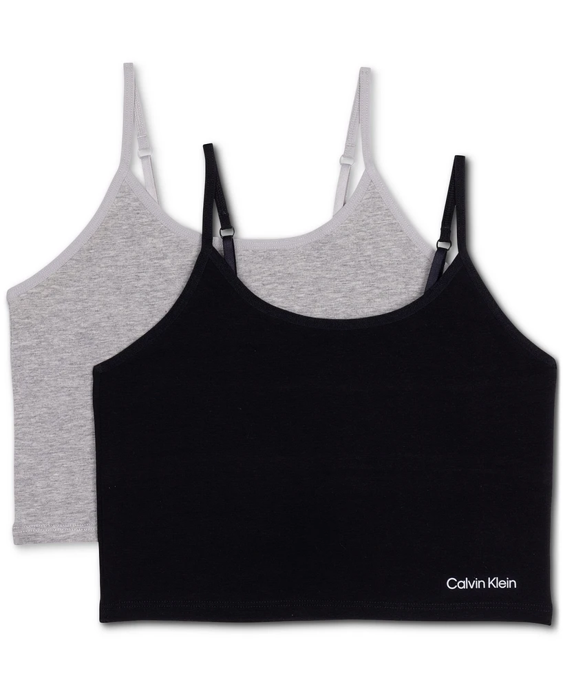 Calvin Klein Big Girls Shelf Bra Camis, Pack of 2