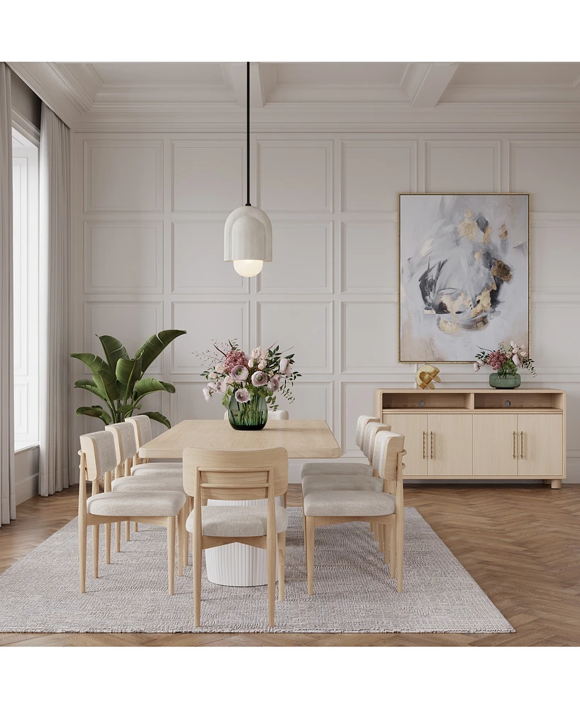 Lunare 9-Pc. Dining Set (Rectangular Table & 8 Curved Chairs)