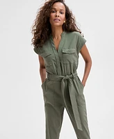 I.n.c. International Concepts Women's Belted Cap-Sleeve Jumpsuit, Exclusively at Macy's