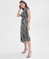 I.n.c. International Concepts Women's Printed Cotton O-Ring Wrap Dress, Exclusively at Macy's