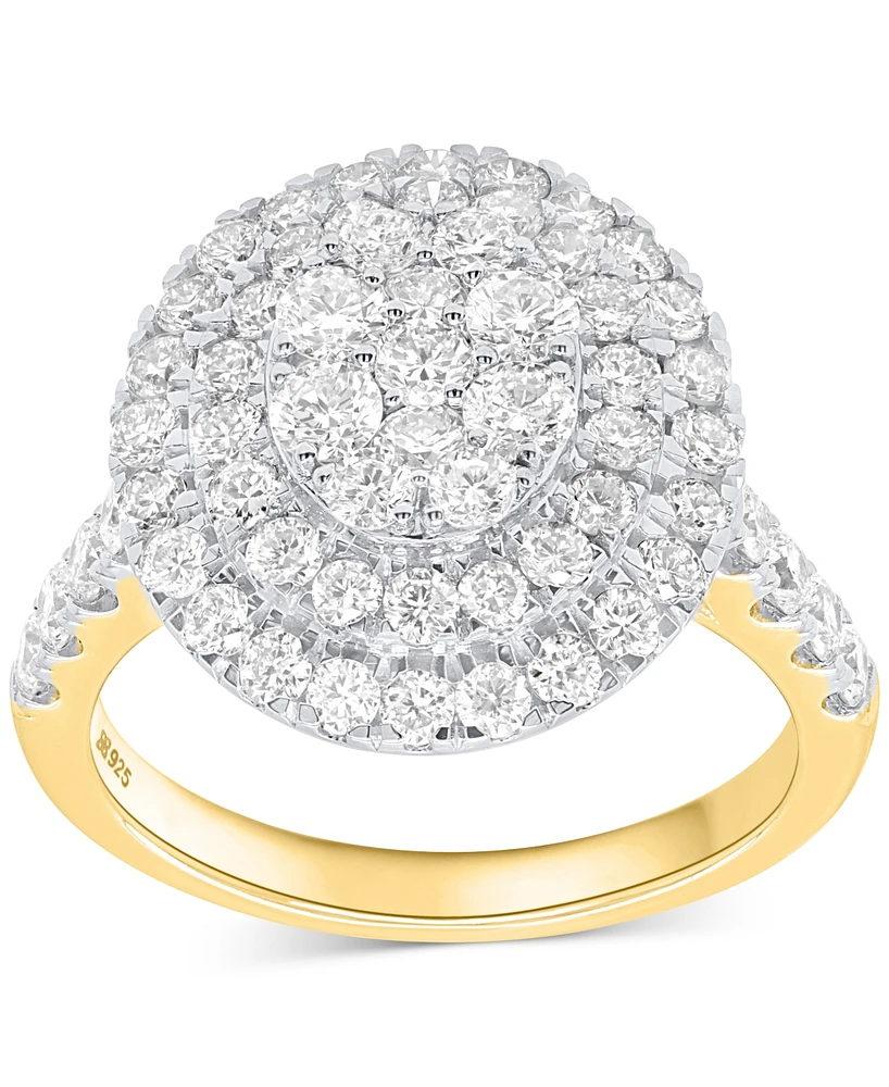 Forever Grown Diamonds Lab-Grown Diamond Halo Cluster Ring (2 ct. t.w.) Sterling Silver or 14K Gold-Plated