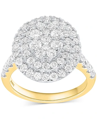 Forever Grown Diamonds Lab-Grown Diamond Halo Cluster Ring (2 ct. t.w.) Sterling Silver or 14K Gold-Plated