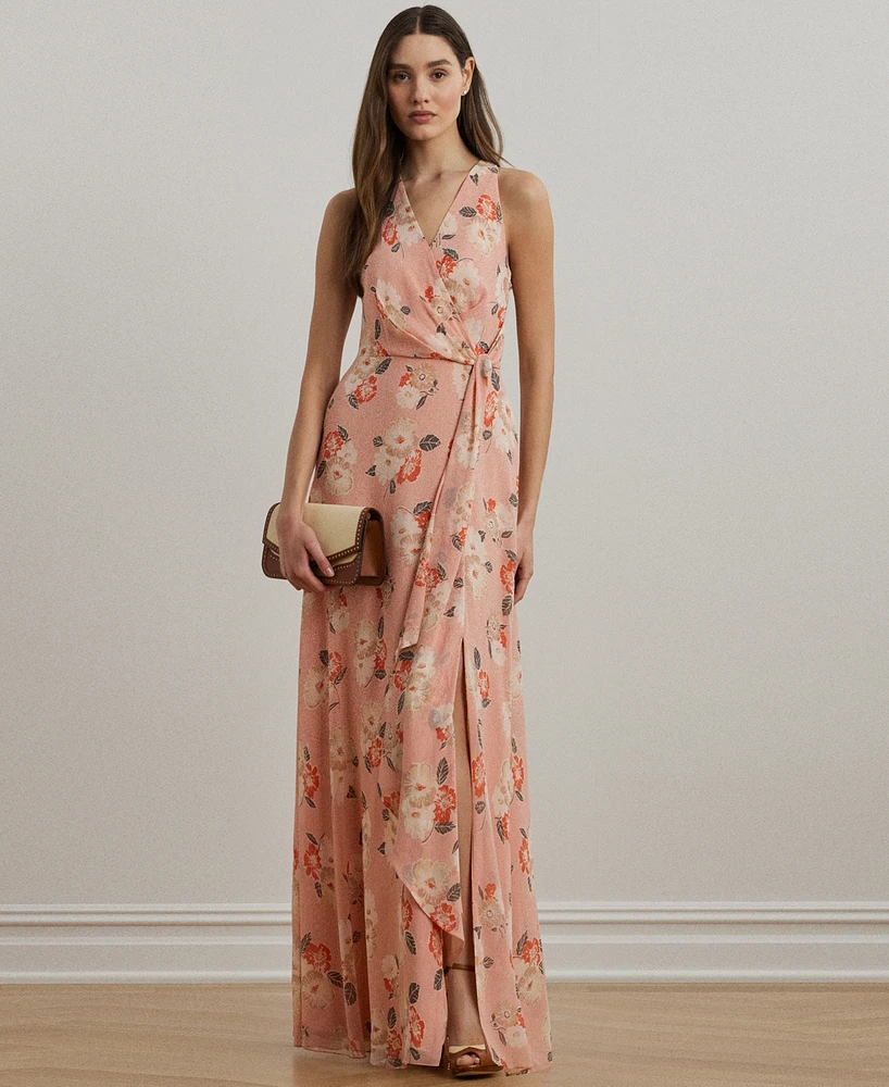 Lauren Ralph Women's Floral Ruffle-Trim Georgette Gown
