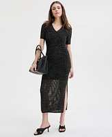I.n.c. International Concepts Women's Pointelle Collared Sweater Dress, Exclusively at Macy's