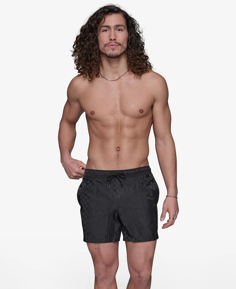 Karl Lagerfeld Paris Men's Euro Volley Jacquard 5" Swimsuit