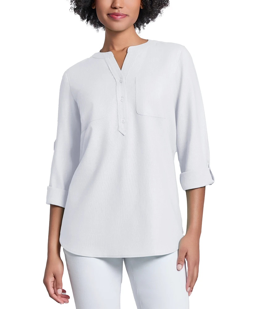 Jones New York Women's Y-Neck Long-Sleeve Tunic