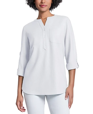 Jones New York Women's Y-Neck Long-Sleeve Tunic