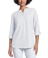 Jones New York Women's Y-Neck Long-Sleeve Tunic
