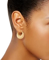 Shrimp Textured Hoop Earrings in 10k Yellow Gold