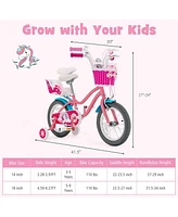 Kids Bicycle with Training Wheels and Basket for Boys and Girls Age 3-9 Years