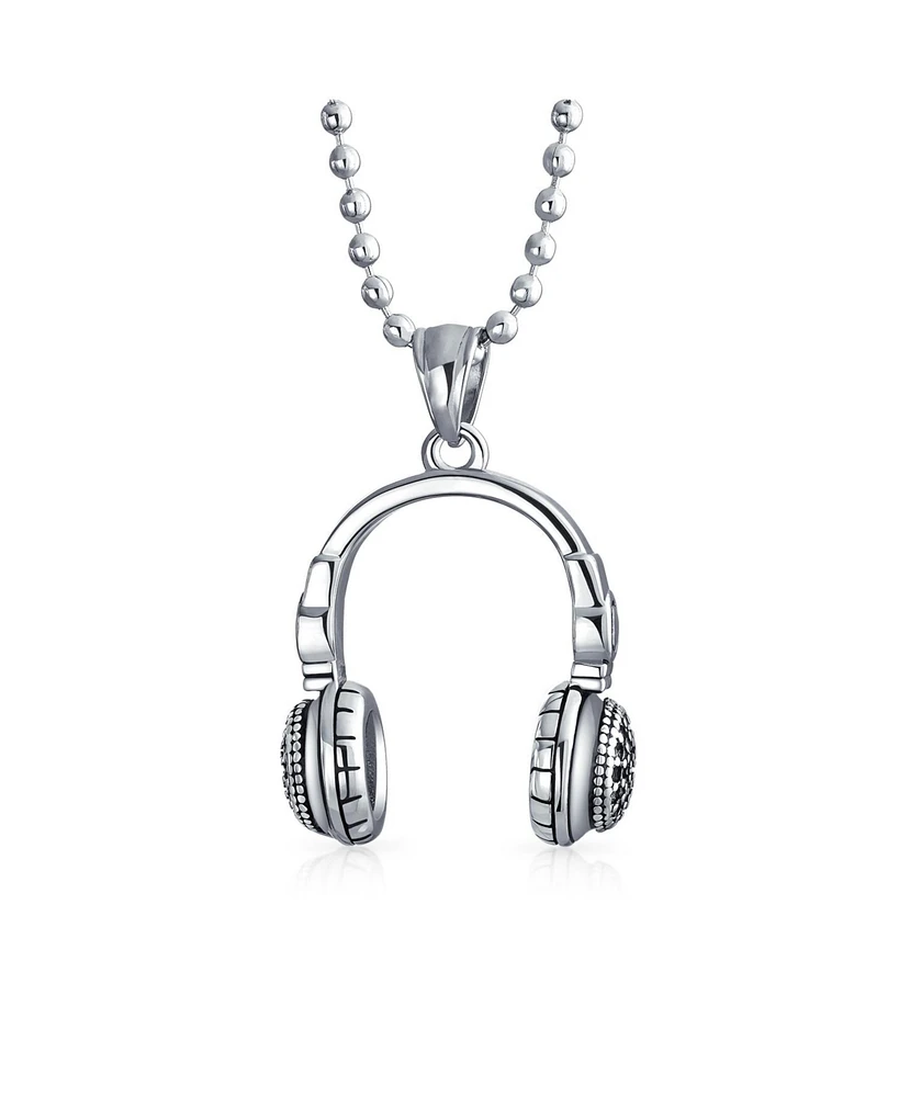 Bling Jewelry Hip Hop Dj Headphones Pendant Necklace Stainless Steel