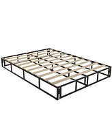 Boyd Sleep Queen Size 2-in-1 Metal Mattress Foundation & Bed Frame with Roll-Out Slats, Easy Assembly, Removable Legs, Heavy Duty Support, Headboard B