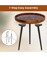 16" Round End Table Mid-century Modern Coffee with Sea Shell Decoration