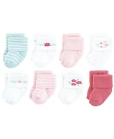 Hudson Baby Cotton Rich Terry Socks 16-Pack, Tiny Flowers, 6-12 Months