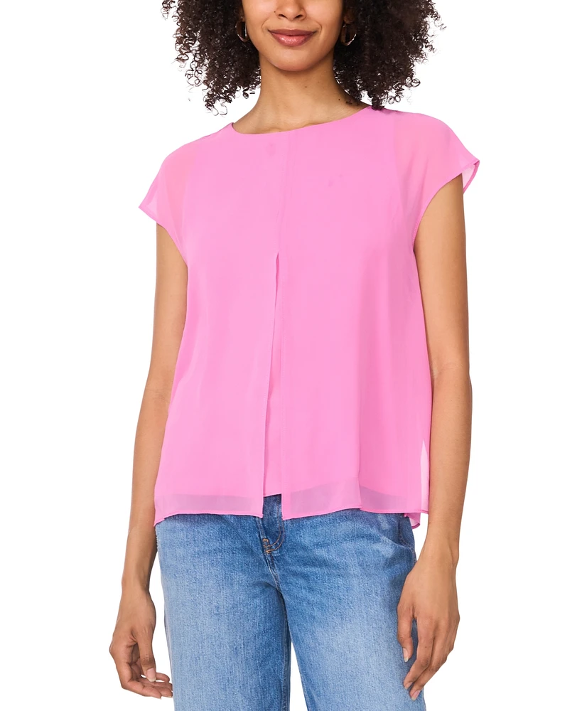 Vince Camuto Women's Cap-Sleeve Overlay Top