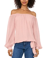 Vince Camuto Women's Textured Off-The-Shoulder Long-Sleeve Tie-Front Blouse