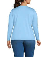 Lands' End Women's Plus Relaxed Supima Cotton Long Sleeve V-Neck T-Shirt